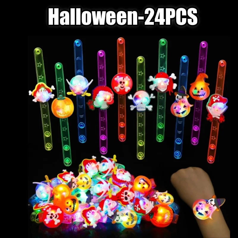 Halloween LED Party Favors Kids Flashing Bracelets Christmas Light Up Toys Treat Bag Fillers Goody Gift Fillers Non Candy