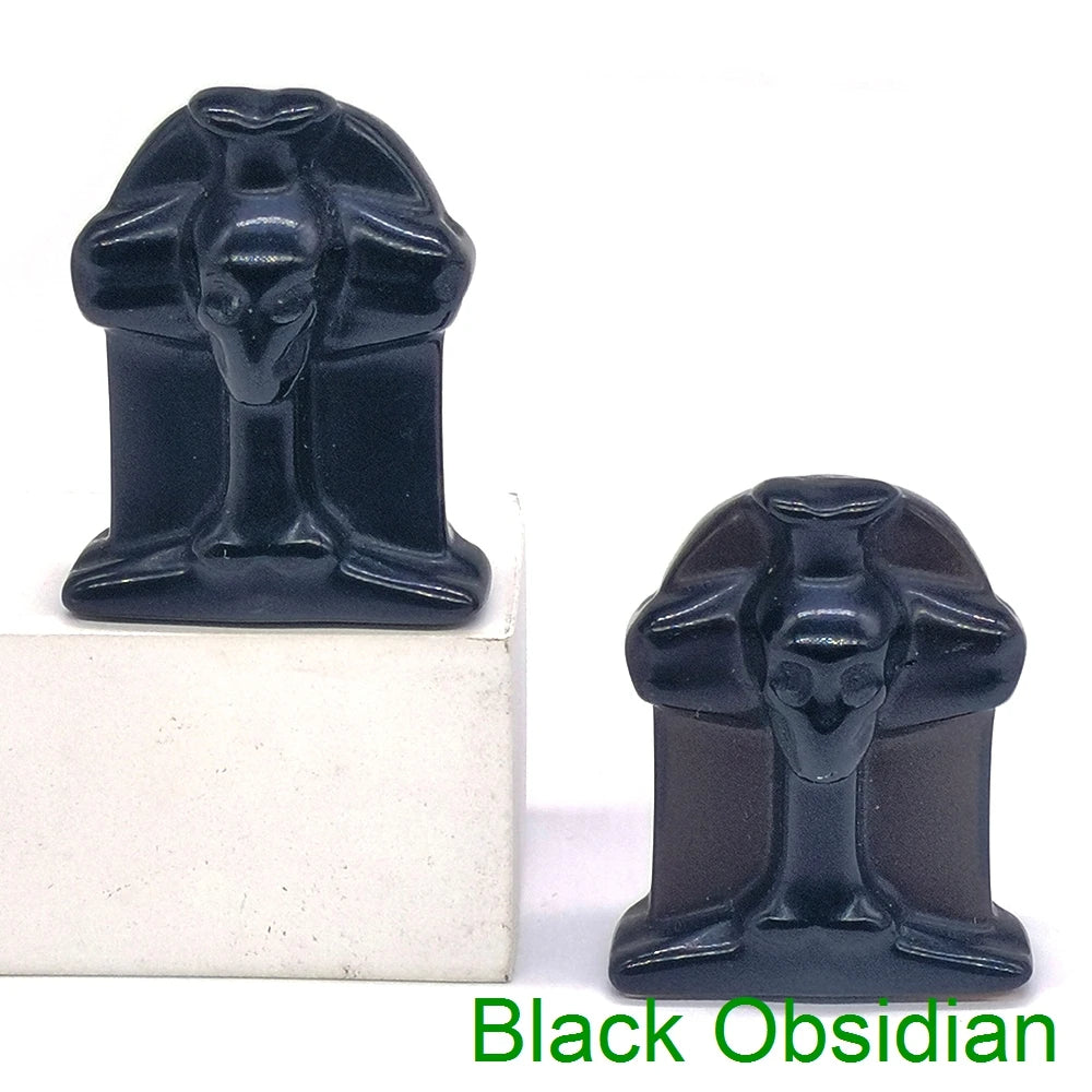 Halloween Foam Tombstone Skull Cross Decoration Natural Stone Crystal Gravestone Carving Reiki Healing Figurine Gemstone Gift