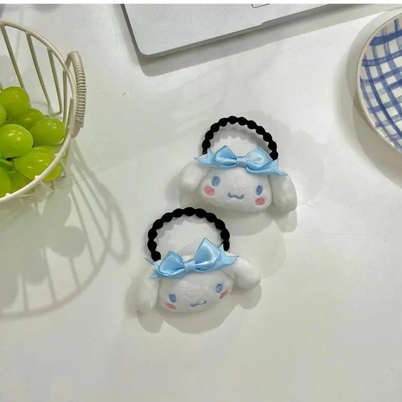 Sanrio Kawaii Cinnamoroll Fashion Cute Trendy Hair Rope Rubber Bands Scrunchie Headband Elastic Hair Bands Plush Hair Circle