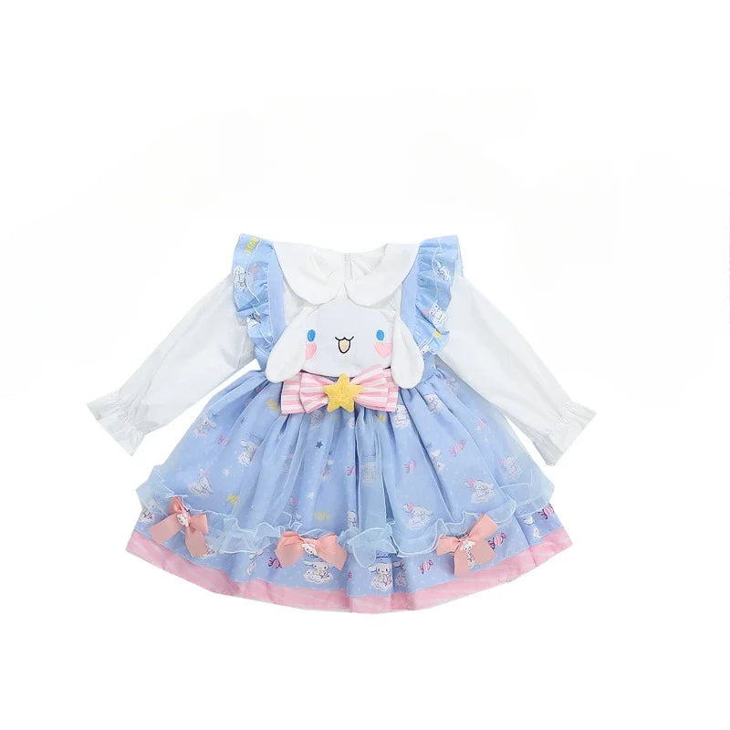 Sanrio Anime Cinnamoroll My Melody Girl's Cosplay Dress Cartoon Academy Style Pleated Skirt Princess Clothes Girl Birthday Gift