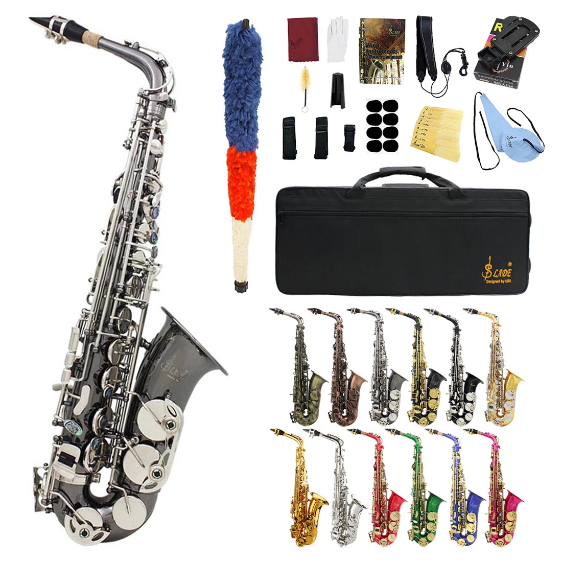 SLADE Eb Alto Saxophone High Quality Brass Body Saxophone Set Professional Woodwind Instruments With Case Reed Sax Accessory