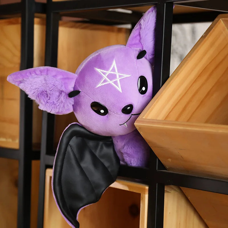 25cm Demon Bat Halloween Plush Toys Four-Color Dark Series Bats Cartoon Soft Model for Boys or Girls Christmas Halloween Gifts