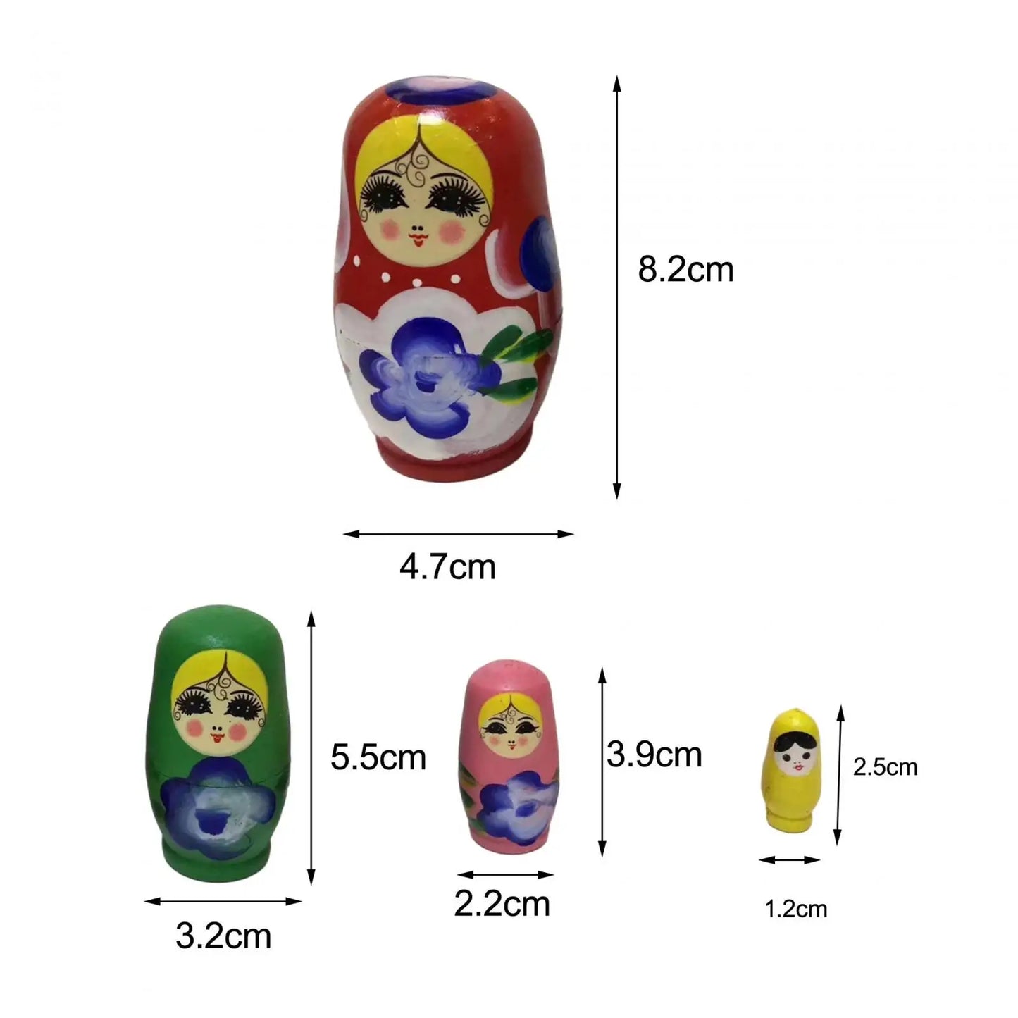 4 Pieces/Set of Wooden Russian Nesting Doll 4 Layers Hand Painted Nesting Christmas Gift for Kids Boy Girl Home Decoration