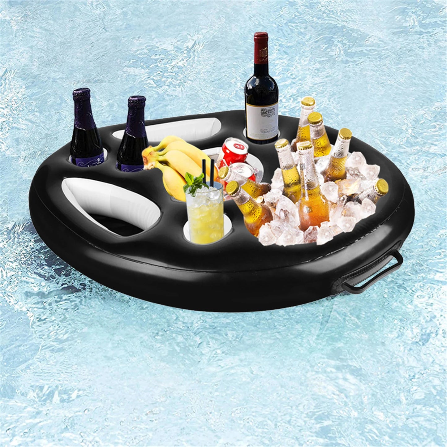 Inflatable Pool Float Beer Drinking Cooler Table Summer Bar Tray Beach Swimming Ring Party Bucket Cup Holder for Swimming Pool