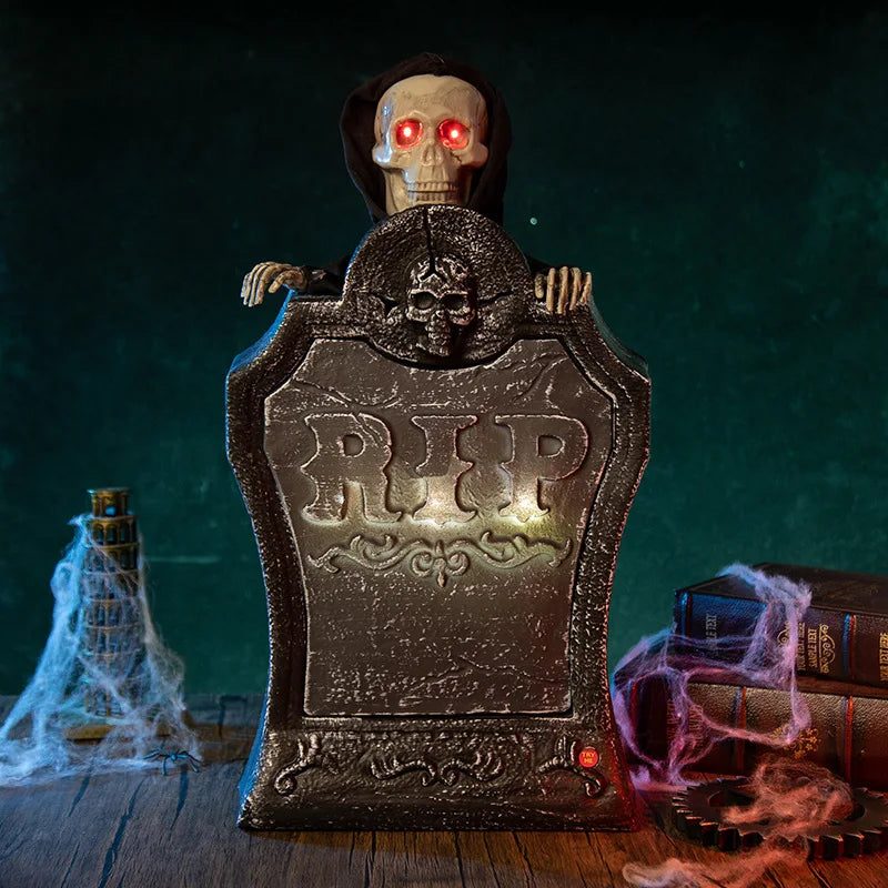 Halloween Horror Tombstone Ornament Lifting Luminous Tombstone Luminous Sound Tombstone Ghost Festival Costume Prop