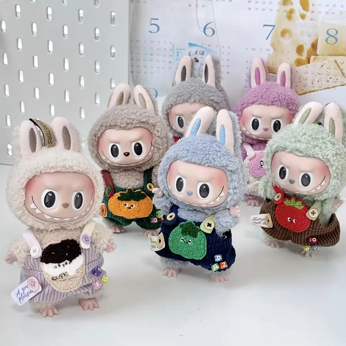 17cm Cute Mini Plush Doll'S Clothes Outfit Accessories Labubu Idol Dolls Donut Overalls Clothing DIY Kid Gift Strap Labubu Pants
