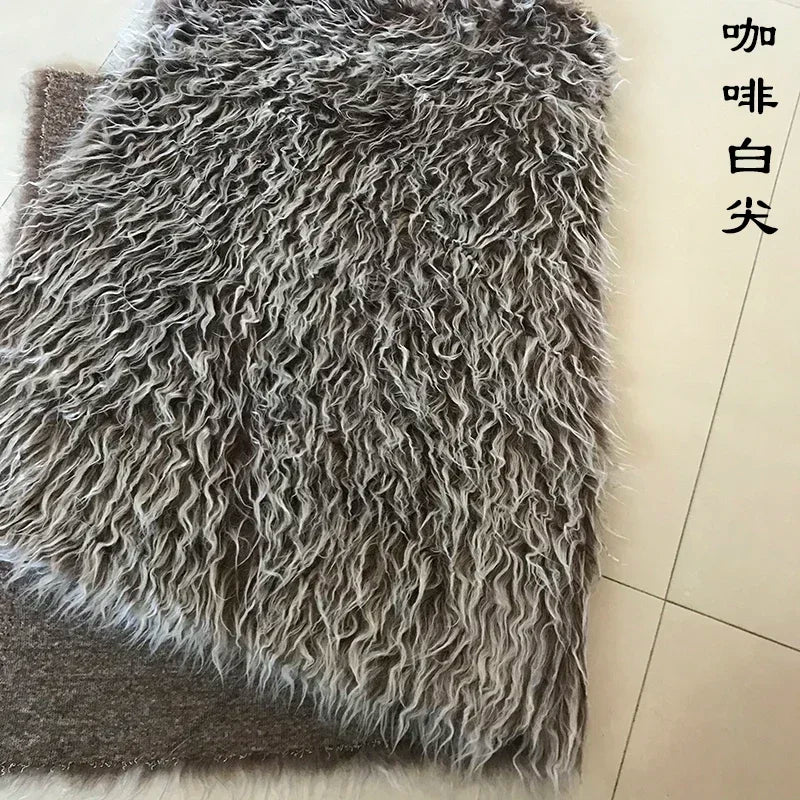Long Hair Plush Fabric Faux Fur by the Meter for Upholstery Toys Props Decorative Cloth Diy Sewing Soft Comfortable Purple Brown