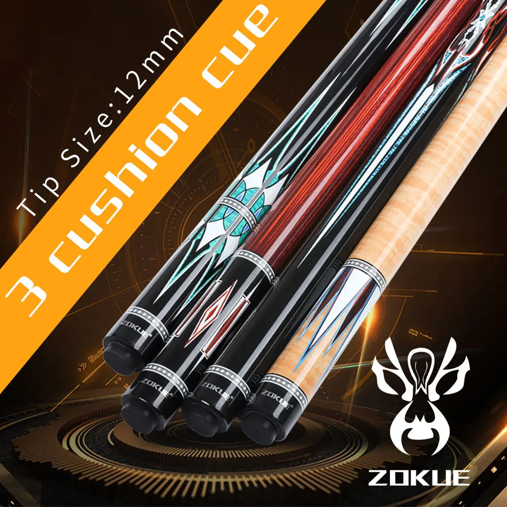 ZOKUE KONLLEN Carom Cues 12mm Tip Technology 3 Cushion Game Cues Carbon Fiber Maple Shaft Professional Libre Billiard Cue Sticks