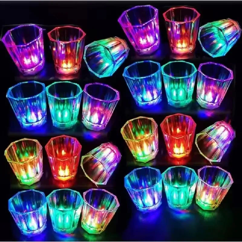 24/48Pcs LED Glowing Glasses Cup Light Up Shot Cup LED Flash Drinking Glasses Light Up Shot Glasses for Party Glow in the Dark 