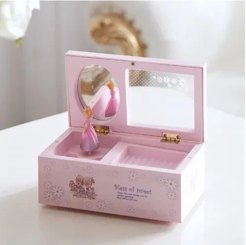 Pink Dancing Girl Music Box Ornaments Home Decor Jewelry Storage Organizer Music Box WY804