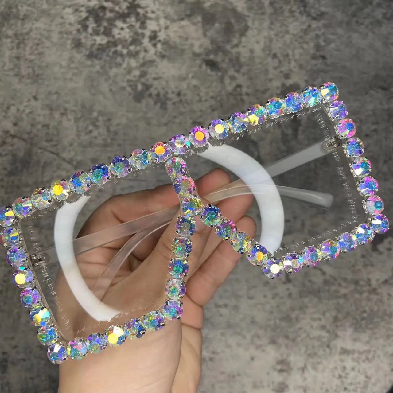 Oversized Glitter Crystal Sunglasses Women Square Sunglasses Bling Rhinestone Sun Glasses for Woman Luxury Fashion Shade UV400
