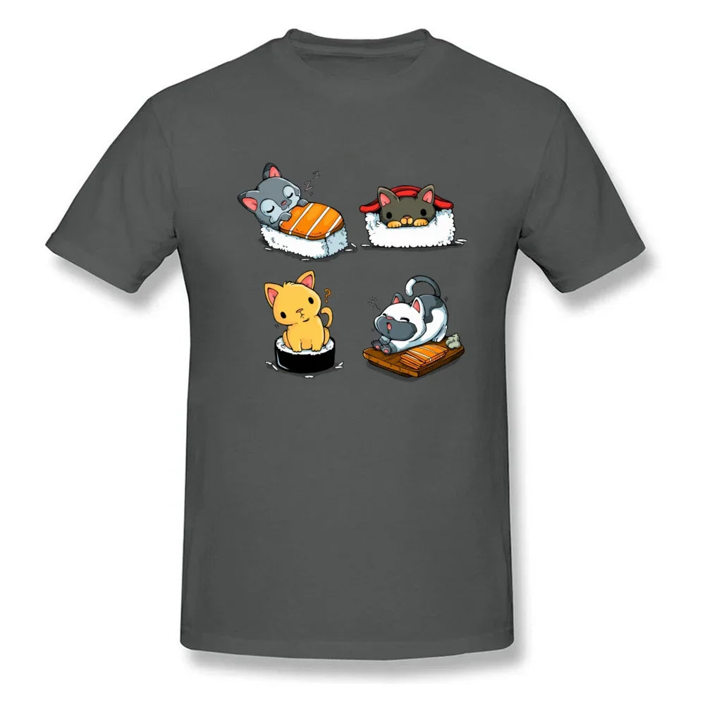 Ameowzing Kawaii Pusheen the Cat Sushi T Shirt. Short Sleeve 100% Cotton Casual T-Shirts Loose Top Size S-3xl