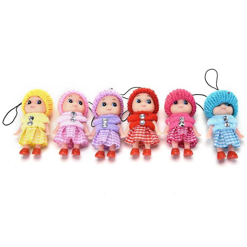 6PCS Cute Fashion Kids Plush Dolls Keychain Soft Stuffed Toys Keyring Mini Plush Animals Key Chain Baby for Girls Women