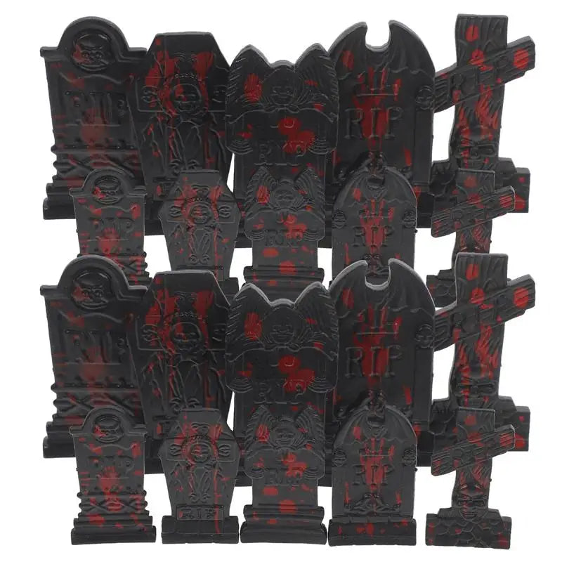 10pcs Horror Halloween Decoration Miniature Tombstone Micro Figurine Ornaments Hallowmas Prop Halloween Gravestone Model