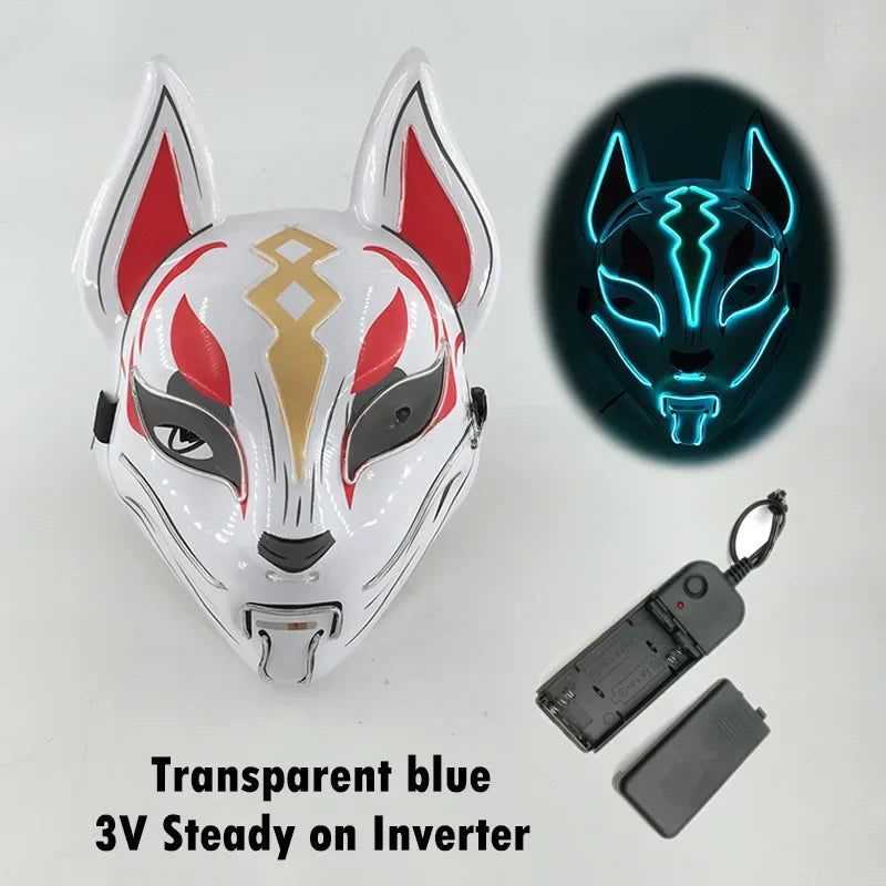 Glowing Halloween Party El Face Mask Japanese Anime Character Cosplay Led Clothing Fox Face Mask for Parties