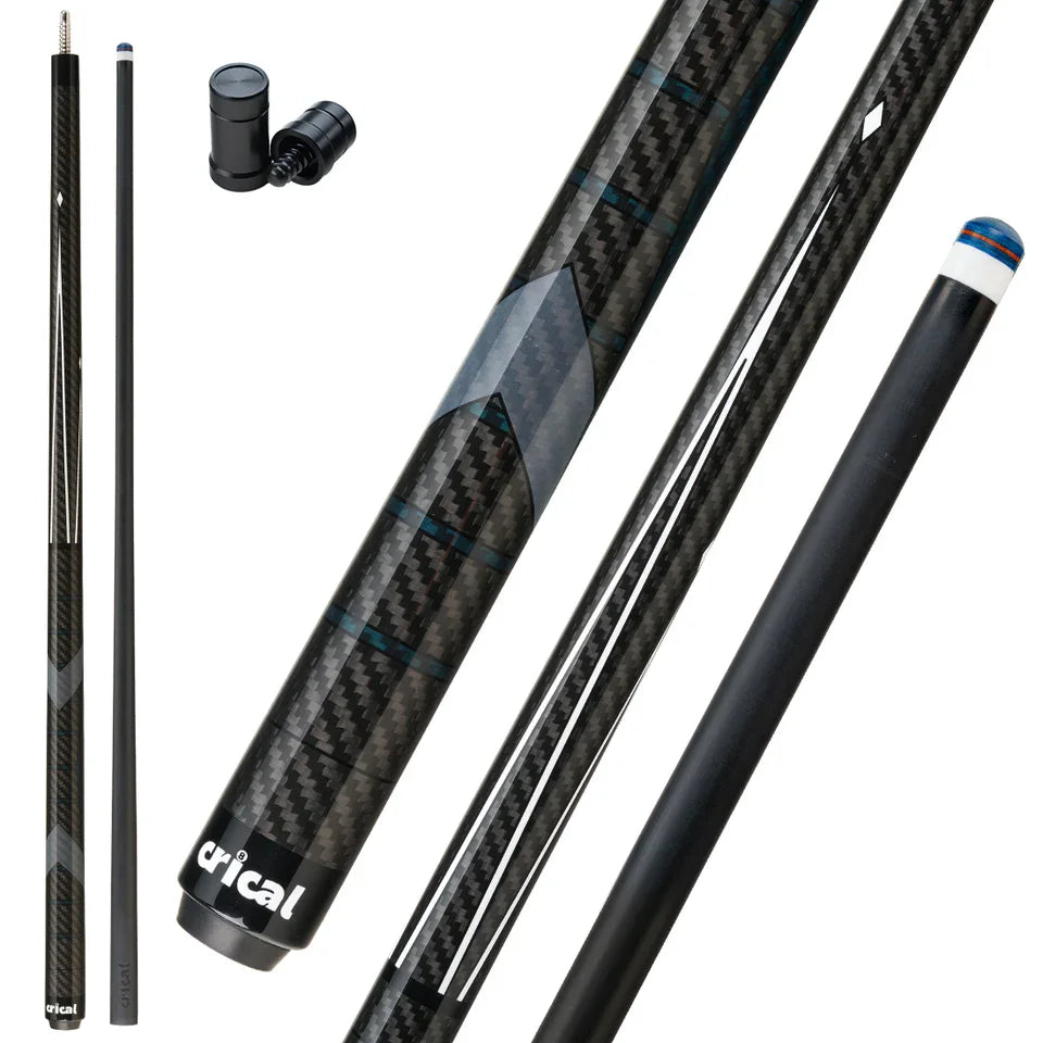 CRICAL CL-PRO Carbon Fiber Pool Cue Stick With 12.5mm Tip 3 * 8/8 Joint Pin Low Deflection for Professional 1/2 Billiard Cue