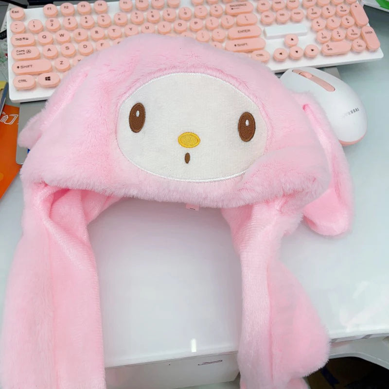 Sanrio Winter Hat Kawaii Cinnamo Roll Hat Ears Move Cartoon My Melody Children Cap Warm Sweet Student Winter Warm Hat Girls Gift