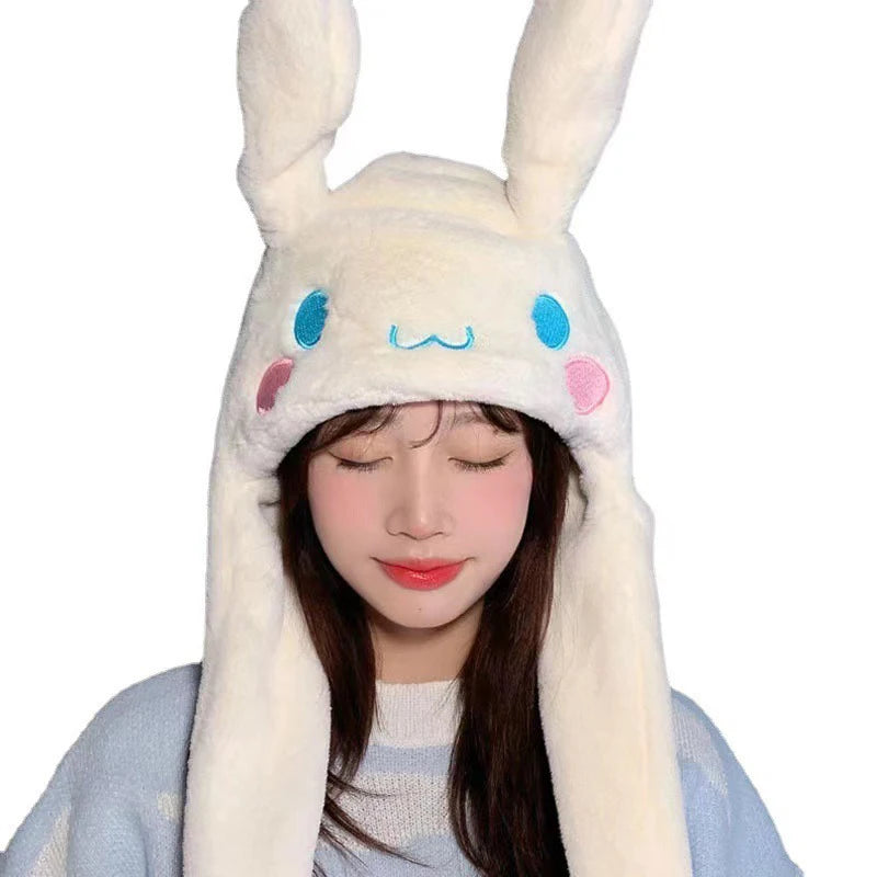 Sanrio Winter Hat Kawaii Cinnamo Roll Hat Ears Move Cartoon My Melody Children Cap Warm Sweet Student Winter Warm Hat Girls Gift
