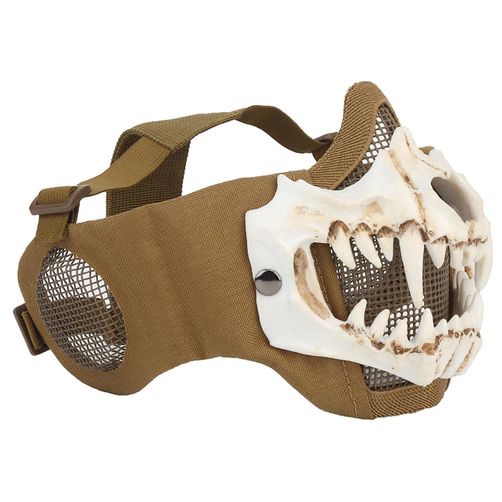 Skeleton Half Face Cover Outdoor Cycling Skeleton Ear Half Face Cover Halloween Fangs Scary Horror Costume Props