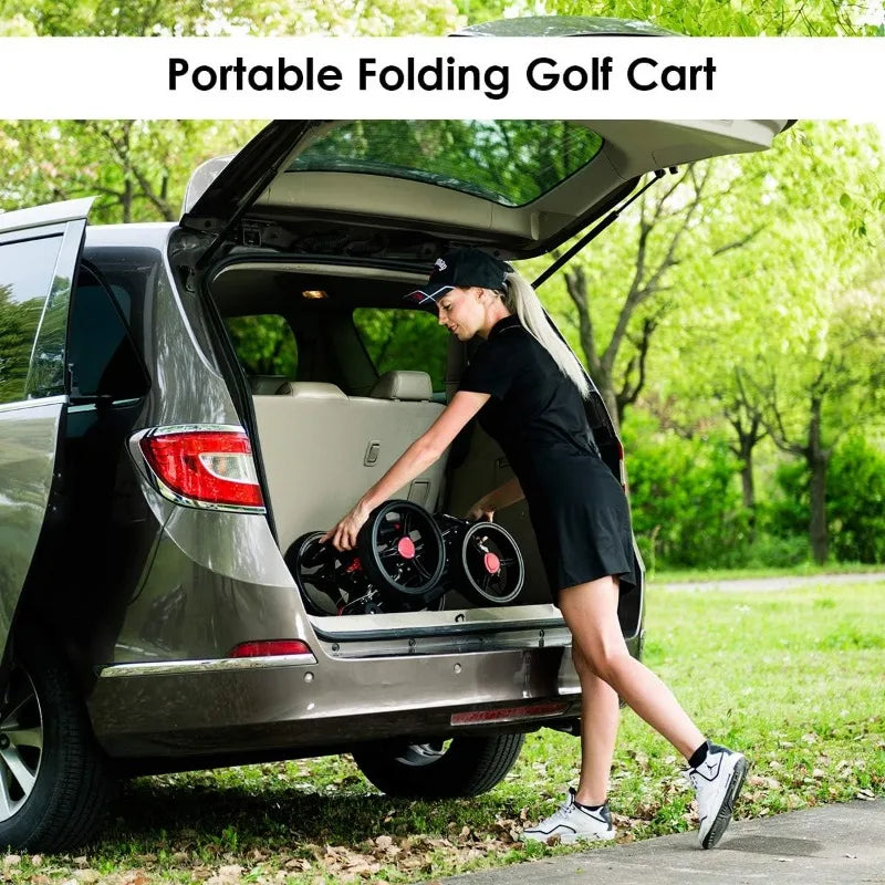 Tangkula Golf Push Pull Cart, Lightweight Aluminum Collapsible 4 Wheels Golf Push Cart, Golf Trolley With Foot Brake
