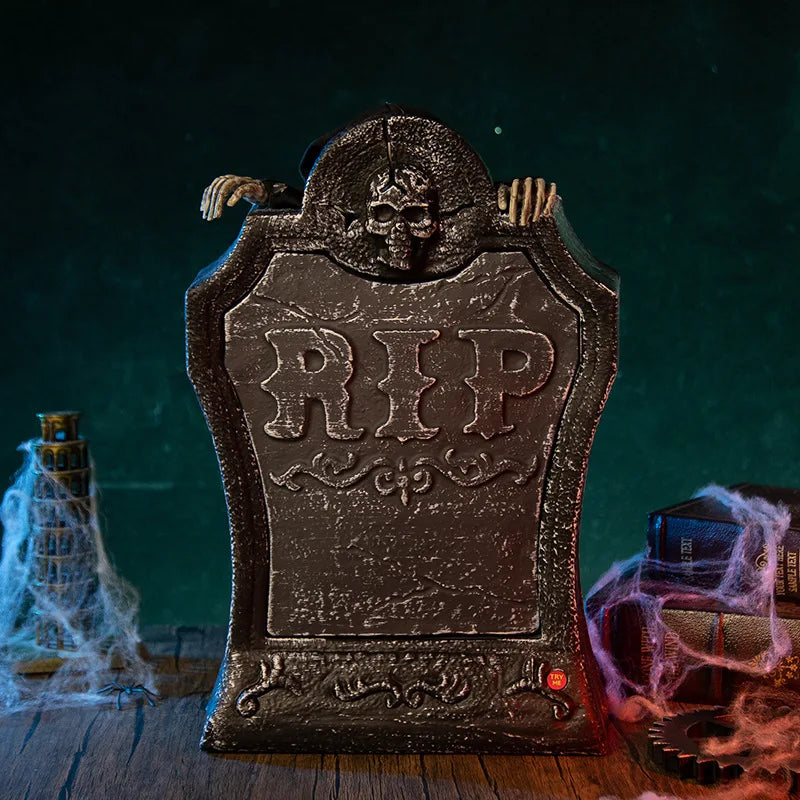 Halloween Horror Tombstone Ornament Lifting Luminous Tombstone Luminous Sound Tombstone Ghost Festival Costume Prop