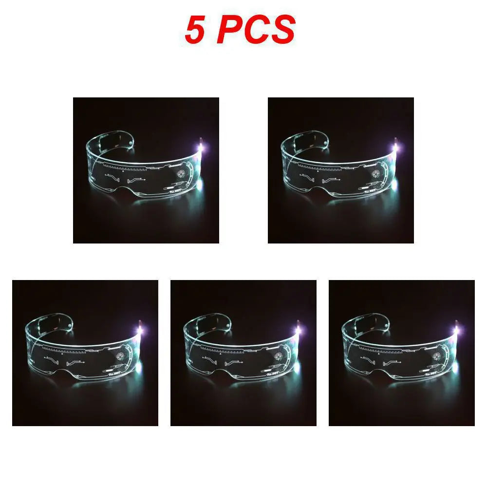 Sense of Future Science Technology LED Luminous Glasses Ins Popular Punk Goggles Party Christmas Colorful Light Shades Decor