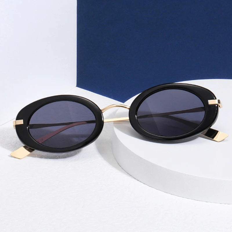 Retro Punk Men Oval Sunglasses Women Fashion Clear Ocean Lens Shades UV400 Men Trending Sun Glasses