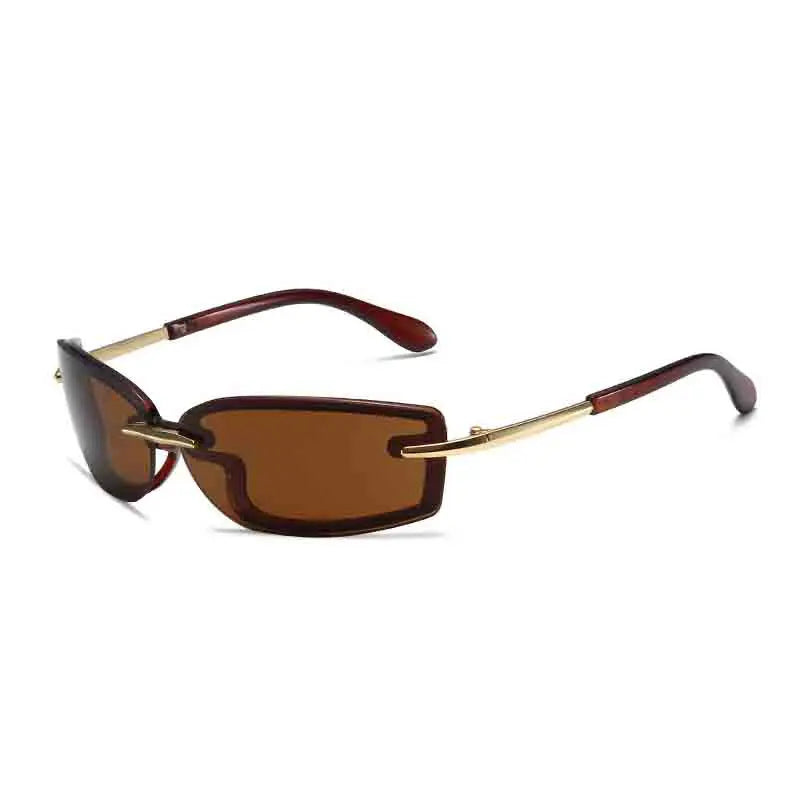 Rimless Y2K Style Sunglasses Rectangle Fashion Popular Luxury Brand Women Men Shades Rectangle Sun Glasses for Female Male UV400