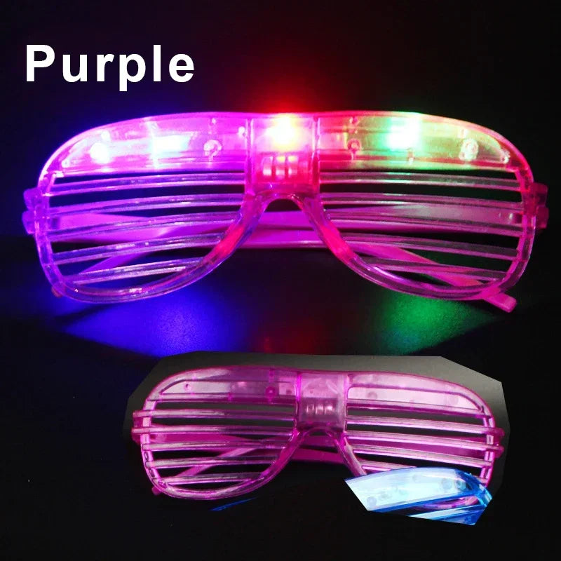 Light Up LED Shutter Glasses Party Sunglasses Glow in the Dark Neon Blinds for Rave Christmas Birthday Wedding Party Decoration