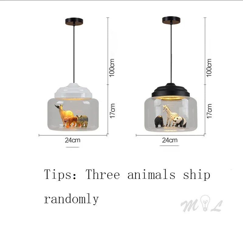 Nordic Cartoon Pendant Lights Led Lighting Cute Animal Hanging Lamps for Children Room Light Glass Lamp Bedroom Home Decor Gift