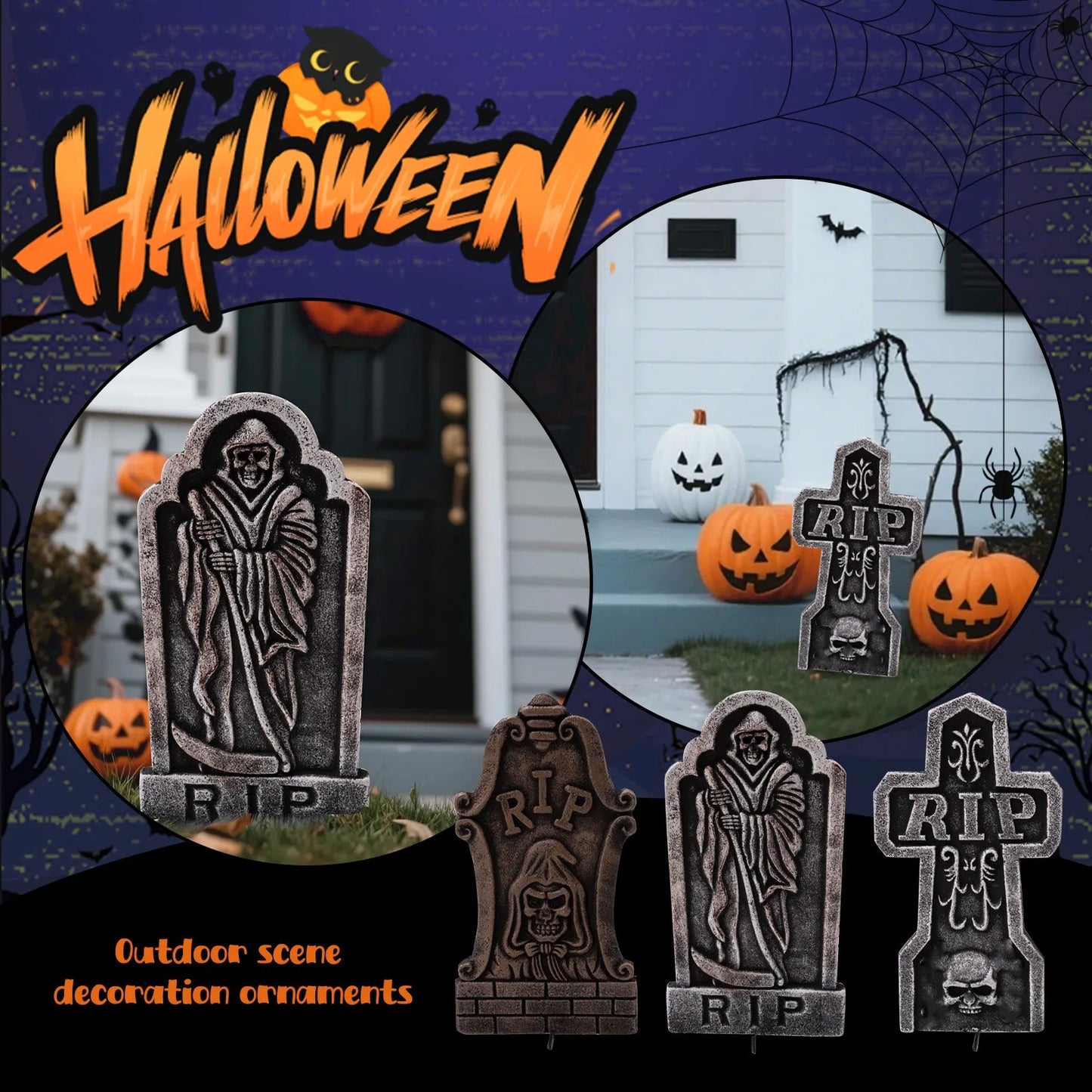Halloween Foam Tombstone Decoration Haunted House RIP Stone Grisly Props Party Decor Skeleton Tombstone Yard Halloween Decor