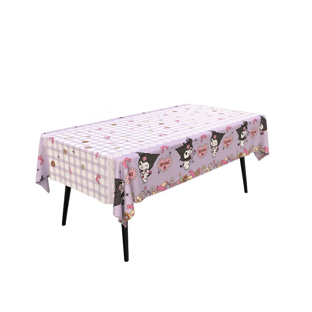 Sanrio Birthday Party Tablecloth Oil-Proof Waterproof Atmosphere Sense Cartoon Kuromi Disposable Tablecloth Decoration