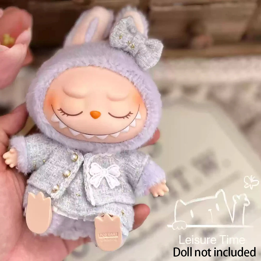 17cm Labubu Plush Doll Clothes Outfit Accessories Korea Kpop Exo Labubu Idol V1 V2 Black Dress Suit Gift