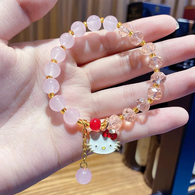 Sanrio Hello Kitty Beads Bracelets Bangle Cinnamoroll Kuromi Accessories Hello Kitty Things Bangle Sweet Y2K Kawaii Melody Gifts