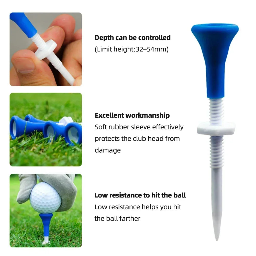 Height Adjustable Golf Tee Plastic Silicone Golf Tees for Driver Step Down Golf Ball Holder Training Ball Stand Accessories