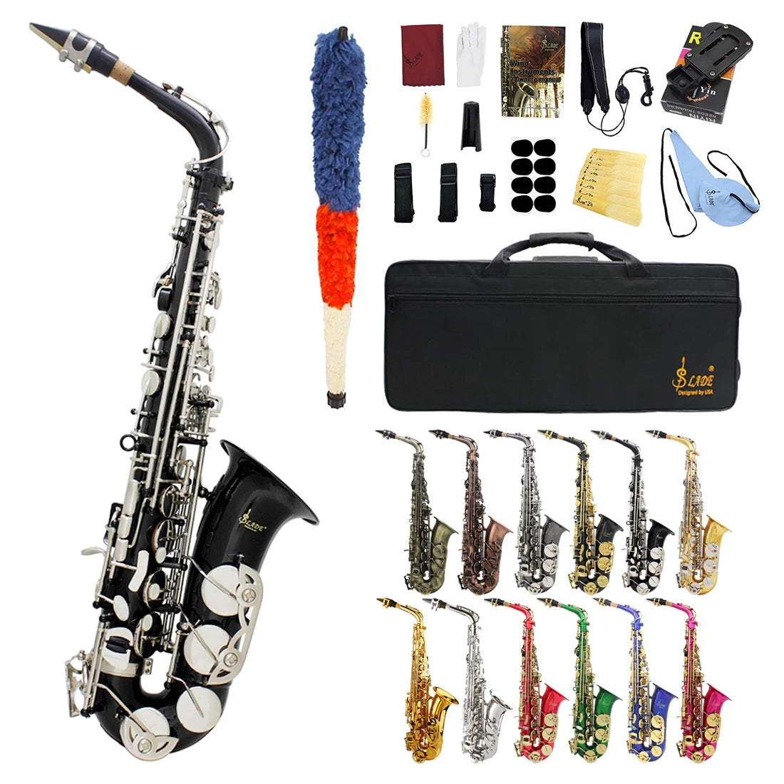 SLADE Eb Alto Saxophone High Quality Brass Body Saxophone Set Professional Woodwind Instruments With Case Reed Sax Accessory