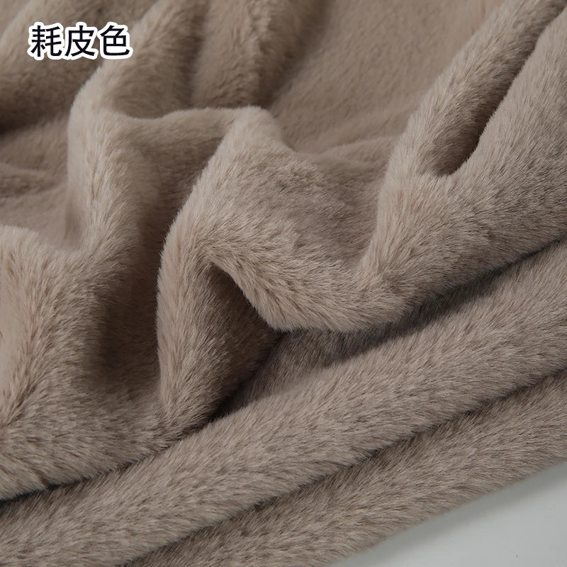 Plain Faux Fur Fabric Smooth by the Meter for Clothes Coats Dolls Sewing Thickened Imitation Rex Rabbit Plush Textile Soft Silky