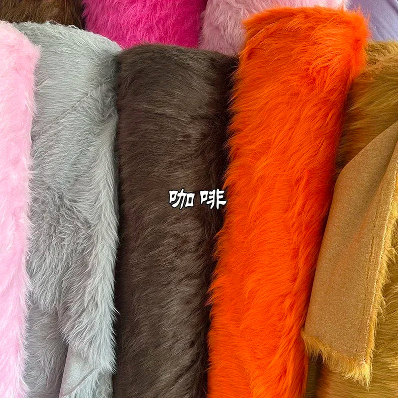 Soft Long Hair Plush Fabric Faux Fur by the Meters for Toy Upholstery Cosplay Diy Sewing Cloth Black Blue Purple Gray Beige Red