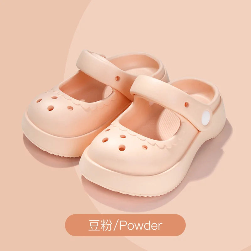 Summer Solid Girls Slippers EVA Soft Anti Slip Platform Kids Clogs Shoes Waterproof Hollow Out Garden Beach Children Slippers