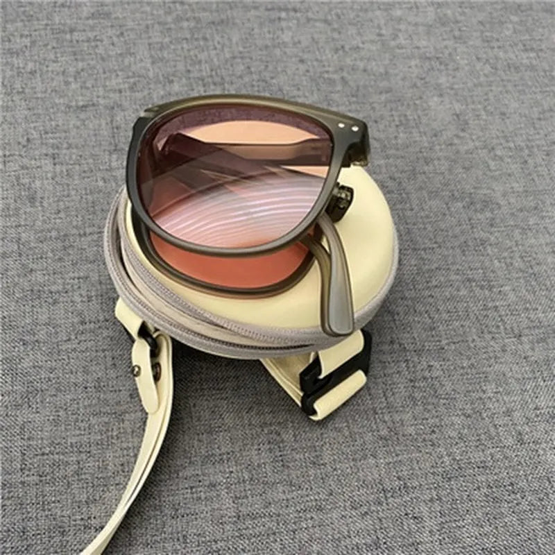 New Women's Fashion Folding Sunglasses Women's Brand Designer Glasses Oval Glasses Lady Retro Sunglasses UV400 Protect