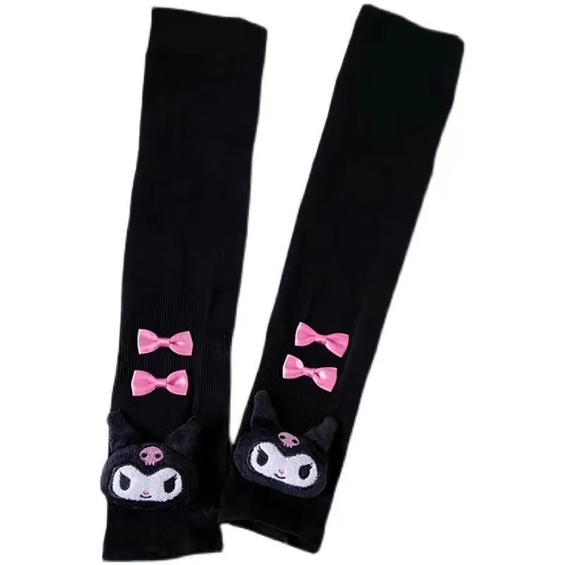 Sanrio Kawaii Hello Kitty Arm Cover Pink Kt Cat Arm Warmer Punk Cute Knitted Arm Sleeves Fingerless Gloves for Women Girls Gift