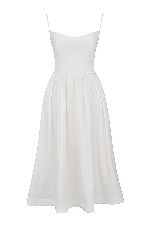 Suninheart Summer White Midi Beach Dress Elegant Spagehtti Strap a Line Wedding Guest Dress Casual Women Clothing 2023