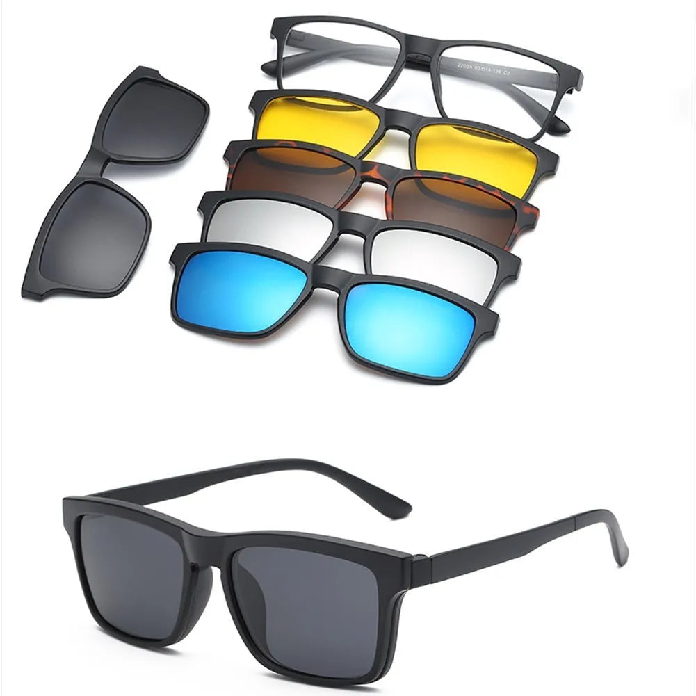 6 in 1 Custom Men Women Polarization Optical Magnetic Sunglasses Magnet Clip on Sunglasses Polarization Clip on SunGlasses Frame