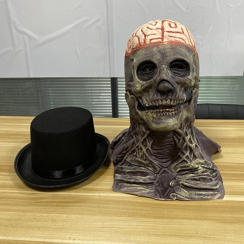 2025 Halloween Latex Skeleton Head Mask Horror Brain Helmet Mask Cosplay Party Supplies Skull Full Face Mask