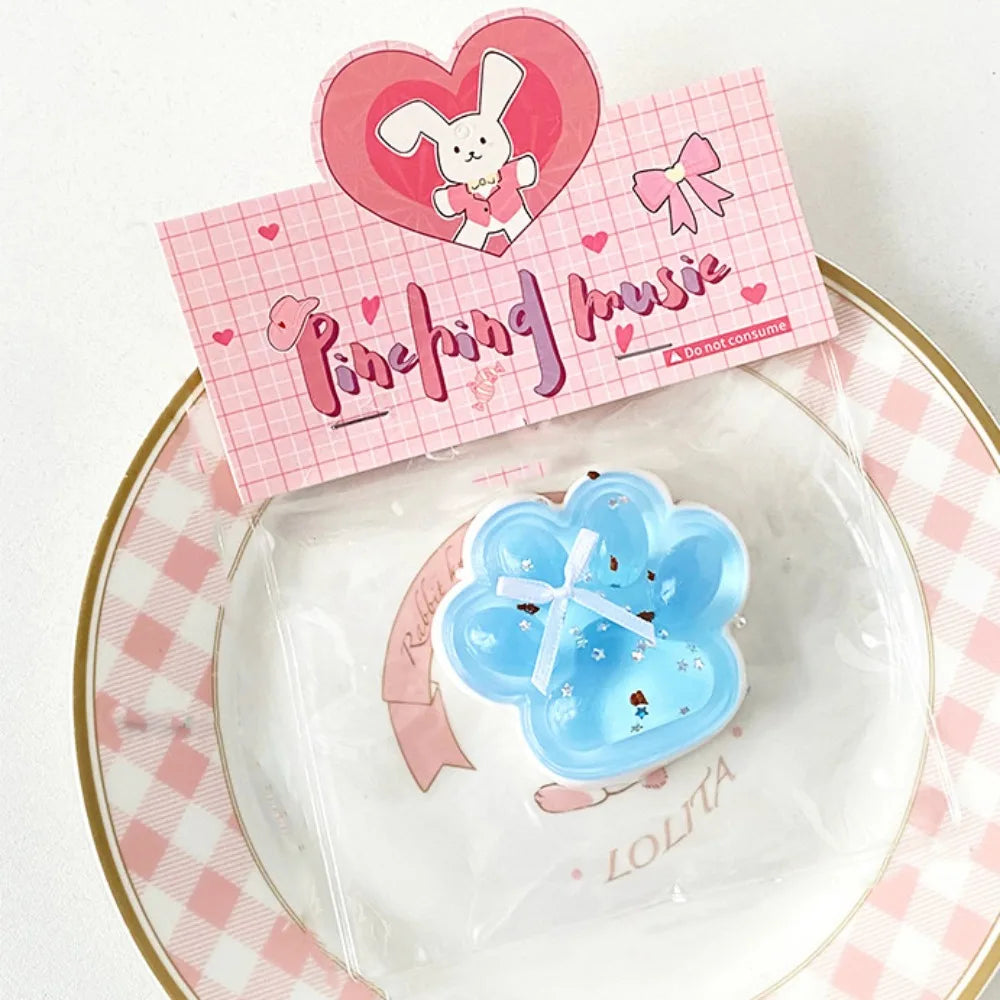 Kneading Cat Paw Squeeze Toy Soft Silicone Donut Fidget Toy Handmade Colorful Sea Salt Croissant Pinch Toy Practical Jokes