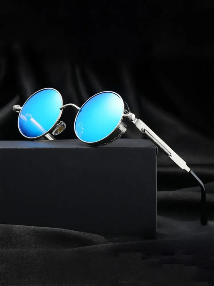 Metal Steampunk Sunglasses Men Women Fashion Round Glasses Brand Designer Vintage Sun Glasses High Quality Oculos De Sol 2021