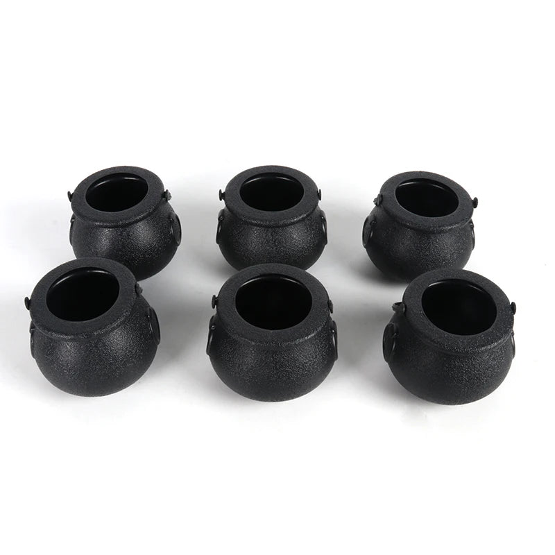 6/12pcs Mini Black Kettles Candy Box Witch Cauldron Pot Candy Bucket Holder Halloween Party Decoration Trick or Treat KIds Gift