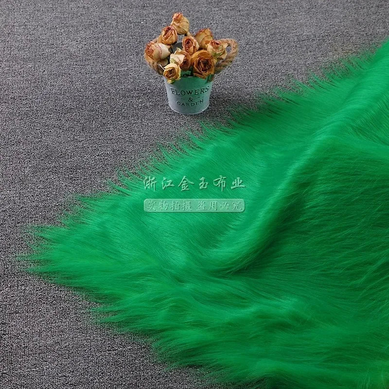 White Long Fur Long Hair Plush Fabric Fur by the Meter for Clothes Upholstery Toys Coats Doll Sewing Soft Green Faux Fur Cloth