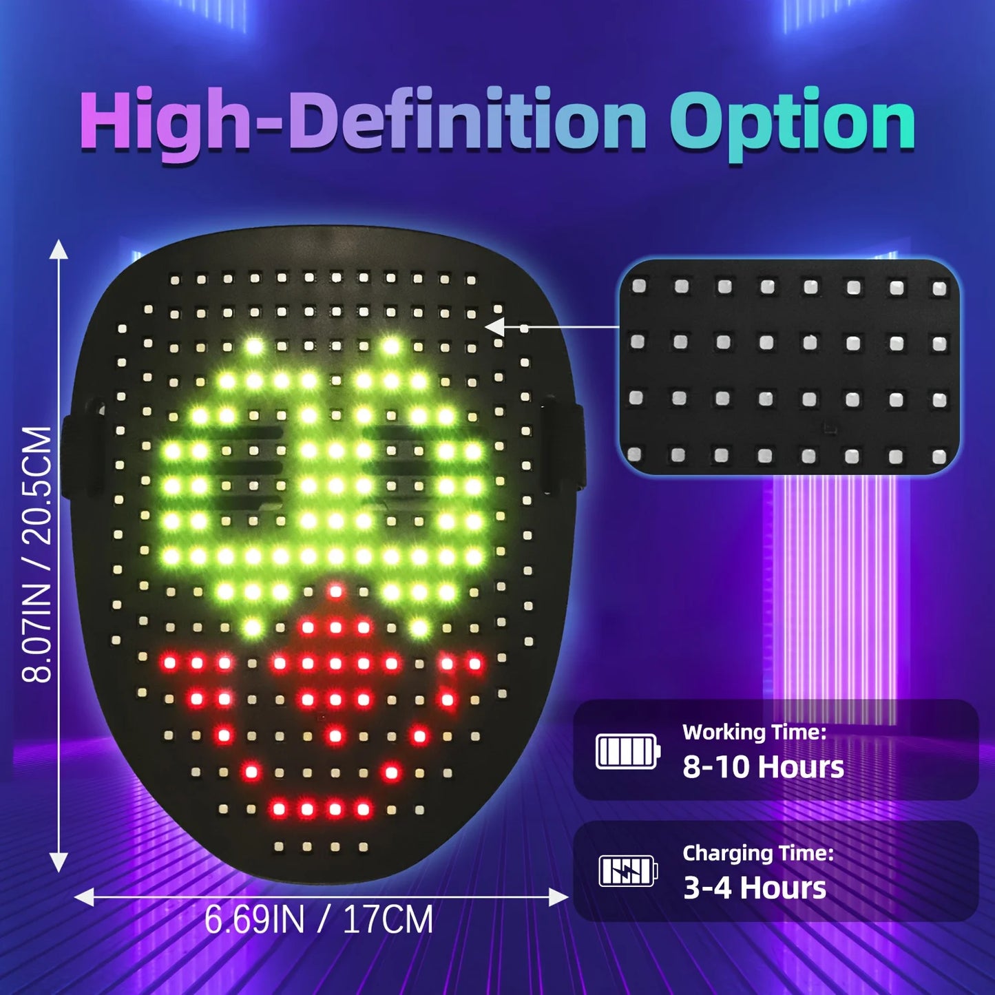 With 50 Patterns LED Mask, Halloween Mask With Gesture Sensing, Costume Parties, Cosplay, Clubs, Ideal Halloween/Christmas Gift