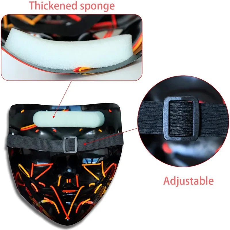 Halloween Mask LED Light Up Mask Scary Mask for Festival Cosplay Halloween Costume Masquerade Parties,Carnival,Gift